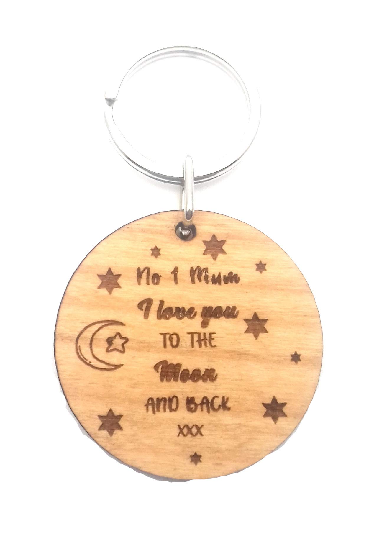 Chris Bag Of Goodies No 1 Mum I Love You to The Moon and Back Wooden Keyring Key Ring Present from Kids