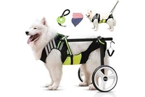 Lokshun Dog Wheelchair for Back Legs Large Small, Newly Wheelchair for Dogs, Adjustable Dog Carts with Wheels for Disabled Hind Legs, Waterproof, with LED, Leash, Angle-Adjustable Wheels