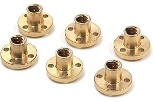 Geesatis 6 pcs Brass T8 Screw Trapezoidal Nut Linear Screw for Lead 8mm Pitch 2mm T8 Lead Threaded Rod for 3D Printer Accessories