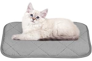 NWK Fluffy Self Warming Cat Mat, Cat Blanket, Thermal Dog Mat, Washable, Non-Slip Bottom for Sofa & Crate & Kennel & Car Seat (Misty Gray, Small (20'' X 16'' X 0.4''))