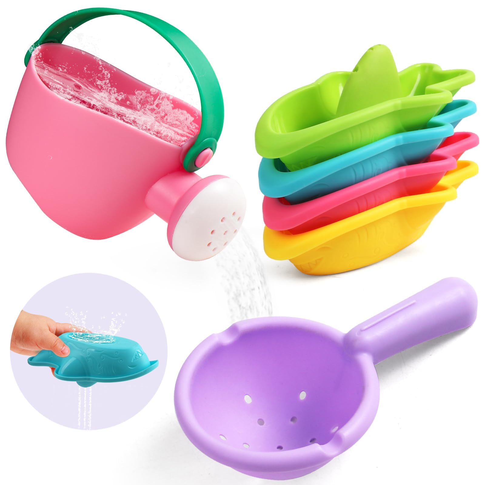 Photo 1 of Baby Bath Toys for Kids Ages 1-3 6 PCS Toddler Bath Toys Mold Free for 12+ Months Bathtub Beach Sand Pool Water Table Toys for 1 2 3 4 5 6 Years Old Girls Boys