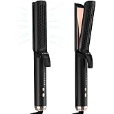 TOSAGE 360°Airflow Styler, 1 1/2 inch Curling Wand & Hair Straightener 2 in 1 with Ionic Cool Air to Lock in Style, Titanium Flat Iron Curler in One with Dual Voltage