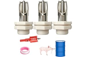 ZXFNNCY Generic 3 Pack Stainless Steel Pig Waterer Nipple Kit with Hole Saw Tape, Automatic Nipple Drinker for Goats, Rabbits, Hog,Poultry, Barrel Kit, Rabbit Watering System