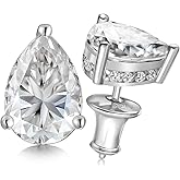 Women’s 2-4 Carat Moissanite Stud Earrings, D Color VVS1 Clarity Oval/Emerald/Pear/Round/Princess Cut Moissanite Earrings with Gold Plated, 925 Sterling Silver Solitaire Studs for Men