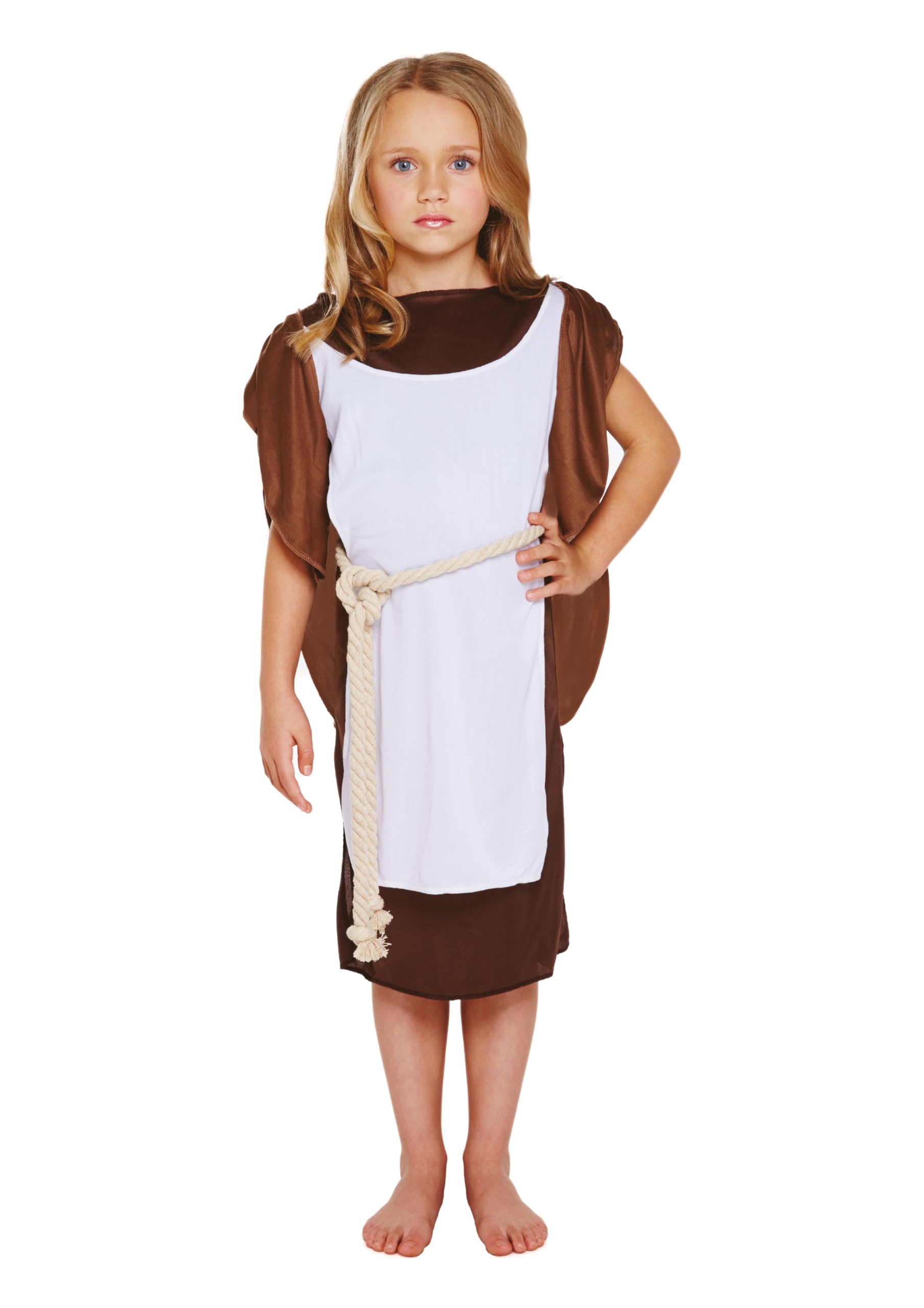 HENBRANDT Viking Girl Historical Costume - Premium Large (10-12 Yrs) Norse Warrior Dress with Authentic Rope Belt, Medieval Fancy Dress Outfit for Kids School History Plays Halloween