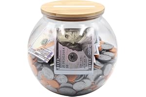 Yamahiko Large Clear Coin Bank Jar with Slotted Lid, 3/4 Gallon Plastic Money Tip Change Savings Coin Jar for Coin or Raffle Ticket, Big Clear Money Coin Tip Piggy Change Bank Box for Adults Teens
