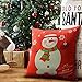 HOMAR Throw Pillow Covers - Snowman Print Pattern Christmas Decorative Pillow Case - Cotton Linen Material Square Pillowcases Red Standard Size 18 x 18 for Girls Boys Kids