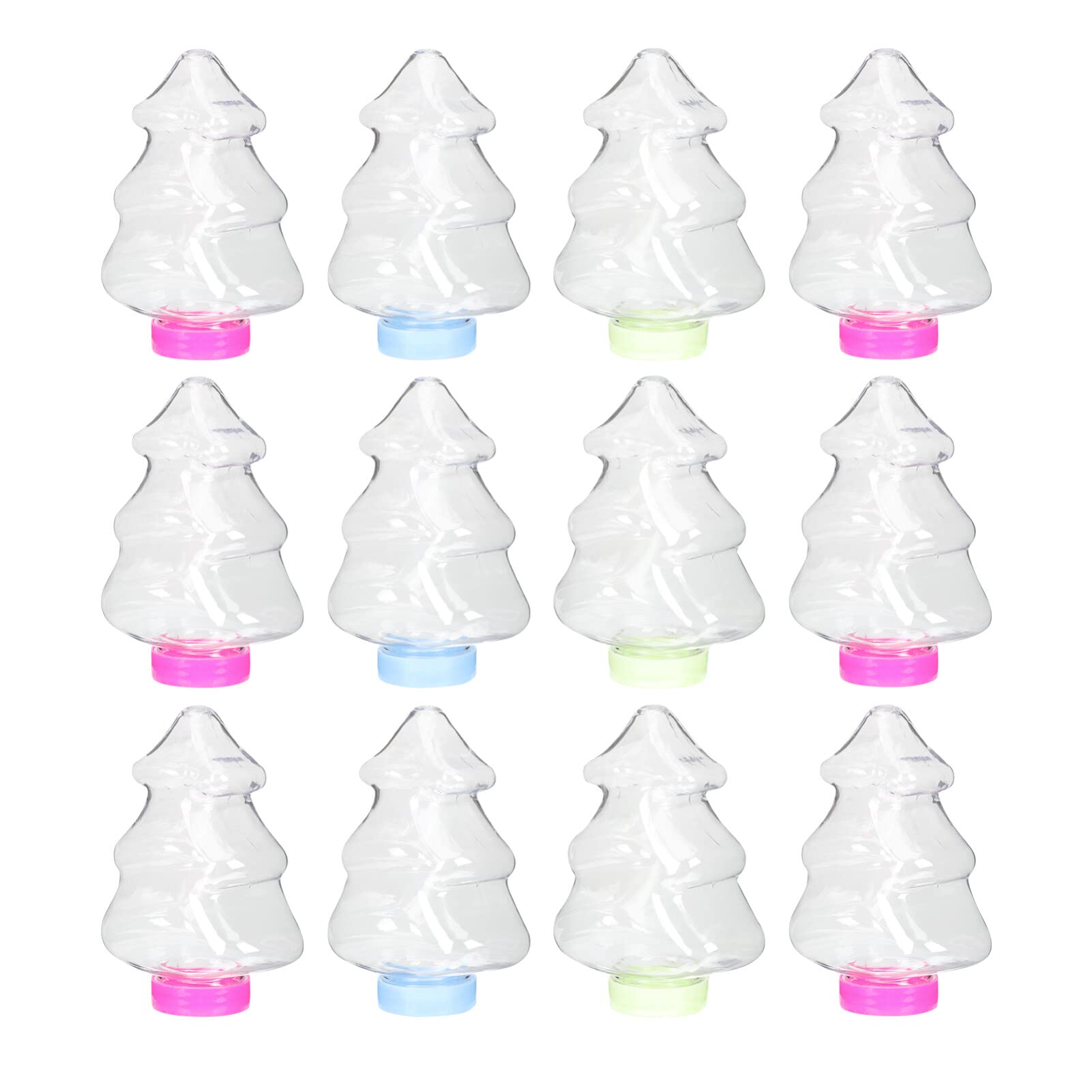 Milisten 25Pcs Christmas Tree Candy Jar, Clear Christmas Candy Boxes, Sand Art Bottles with Colorful Covers, Wishing Message Bottle, Decorative Storage Bottles for Party Supplies