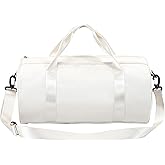 Small Gym Bag for Women Small Duffle Bag with Wet Compartment Sport Bags Gym Tote Bag for Workout Yoga Swimming Dance (White(wet pocket))