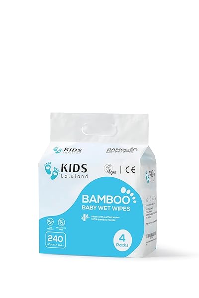 KIDS LALALAND BABY WET WIPES, BAMBOO VISCOSE, ECO-FRIENDLY, UNSCENTED FOR SENSITIVE NEWBORN SKIN, HYPOALLERGENIC, PERFECT FOR TRAVEL, 240 COUNT