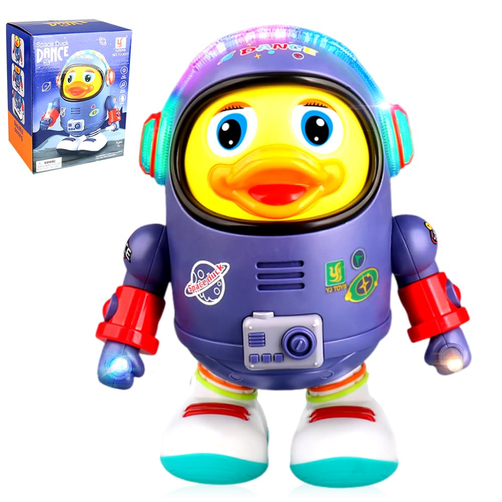 Cute Space Duck Toy, Dancing Duck Robot Toy, Space Dancing Duck Interactive Toy with Lights & Sounds, Hand-Eye Coordination, Christmas Birthday Gift