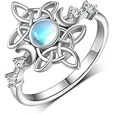SCZKLAQ Witches Knot Ring 925 Sterling Silver Witch Rings Good Luck Irish Pagan Celtic Knot Wiccan Jewelry Gifts for Women
