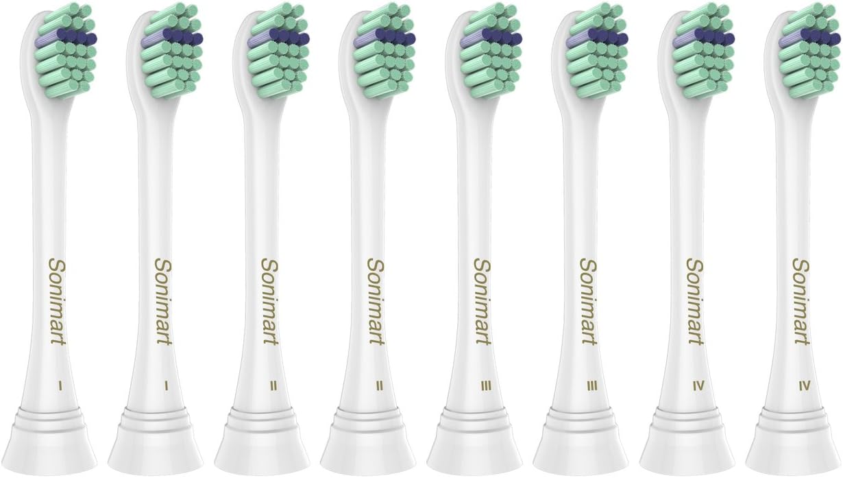 Sonimart Compact Replacement Toothbrush Heads compatible with Sonicare ProResults HX6023, 8 Pack, fits Essence+, Plaque Control, Gum Health, DiamondClean, FlexCare, HealthyWhite and EasyClean