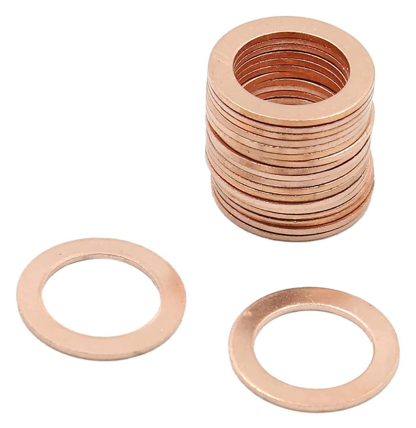 20pcs M14 Copper Washers Flat Ring Sump Plug Oil Seal Gasket Sealing Fitting Washers (M14*20 * 1.0)