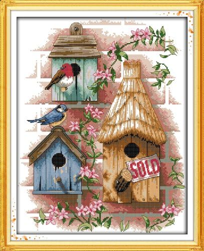 Amazon Com Stamped Cross Stitch Kits Log Cabin14count 34cmx43cm