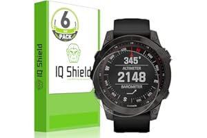 IQShield Screen Protector Compatible with Garmin Fenix 7/ Fenix 7 Solar/Fenix 7 Sapphire Solar/Fenix 7 Pro/Fenix 7 Pro Solar/Fenix 7 Pro Sapphire Solar 47mm (6-Pack) Anti-Bubble Clear TPU Film