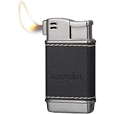 Ambrogio.L Pipe Lighter - Genuine Leather Soft Flame Refillable Butane Lighters for Men Black Brushed
