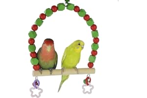 GUANLANT Cockatiel Bird Cage Swings for Large Parrots Christmas Bird Toys Xmas Wooden Parrot Perch Parakeets Birdcage Stands Playground Play Gyms Accessories Beads Bell Climbing Toy for Conures