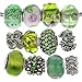 RUBYCA Murano Lampwork Charm Glass Beads Tibetan Crystal European Bracelet Mix Assortment Green 15Pcs