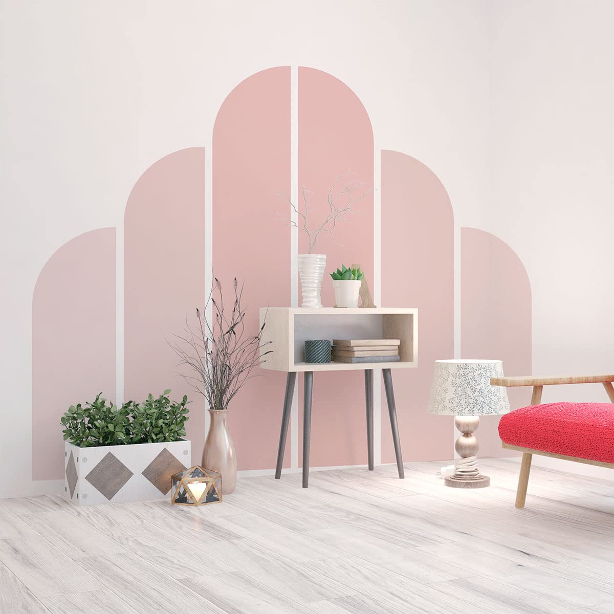 Ambiance Sticker Non-Woven Wallpaper Giant Frescoes Pre-Pasted Sheet Pink Cypria Decorative Label H 90 x L 60 cm