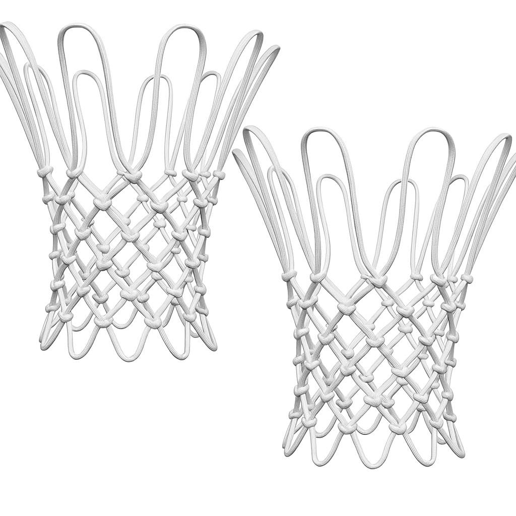 Basketball Basket Net 12 Loops Replacement 12 Bows Regulation Size for Baskets Standard 12 Hooks Hoop (2)