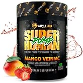 ALPHA LION Superhuman Pump Pre Workout Powder, Nootropic Caffeine & Stim Free Preworkout Supplement, Nitric Oxide Booster, Muscle Gainer, Energy & Focus (42 Servings, Mango Veiniac Flavor)