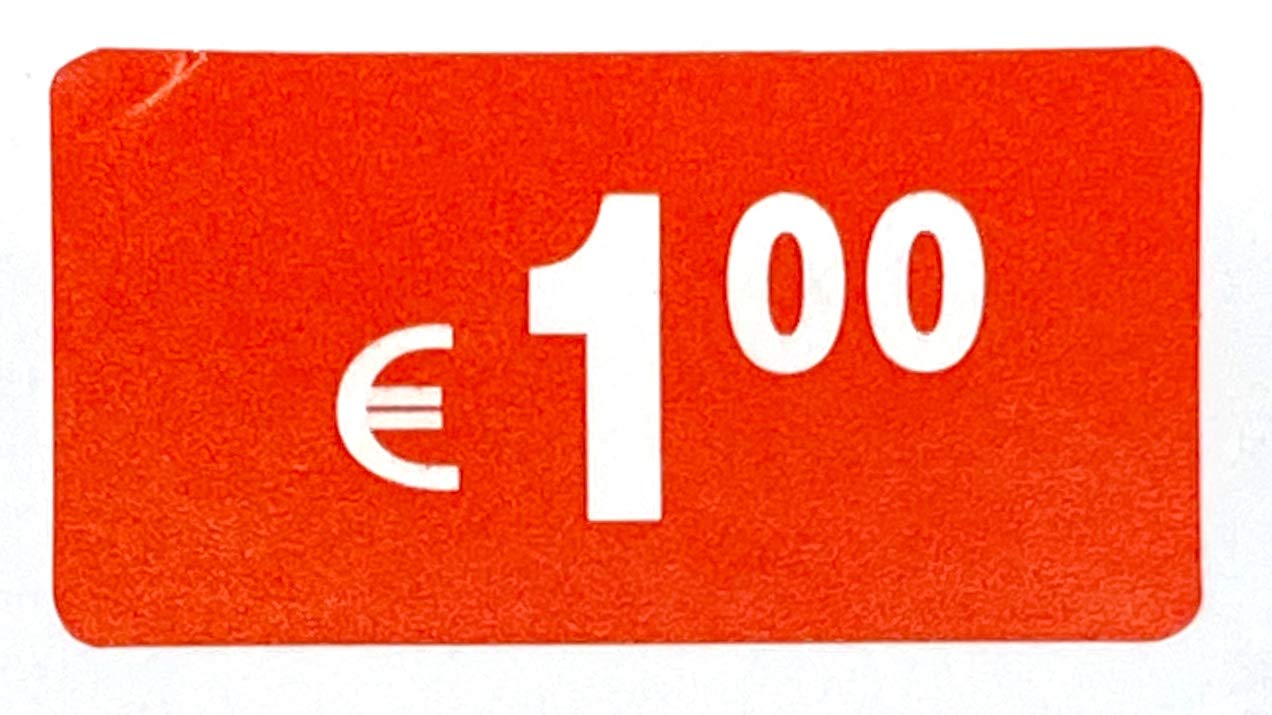 Euro Sticker, Pack of 1000, Red Sticker, Price Label (Price Stickers), DiiliHiiri 1 € rectangular