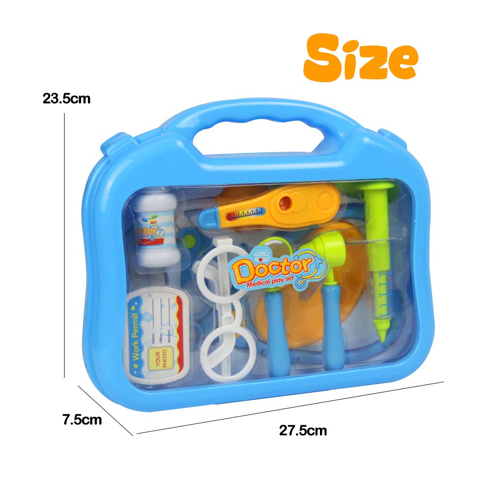 Valigetta Dottore Giocattolo con Accessori del Dottore Gioco di Ruolo per i Bambini 3 Anni, Blu