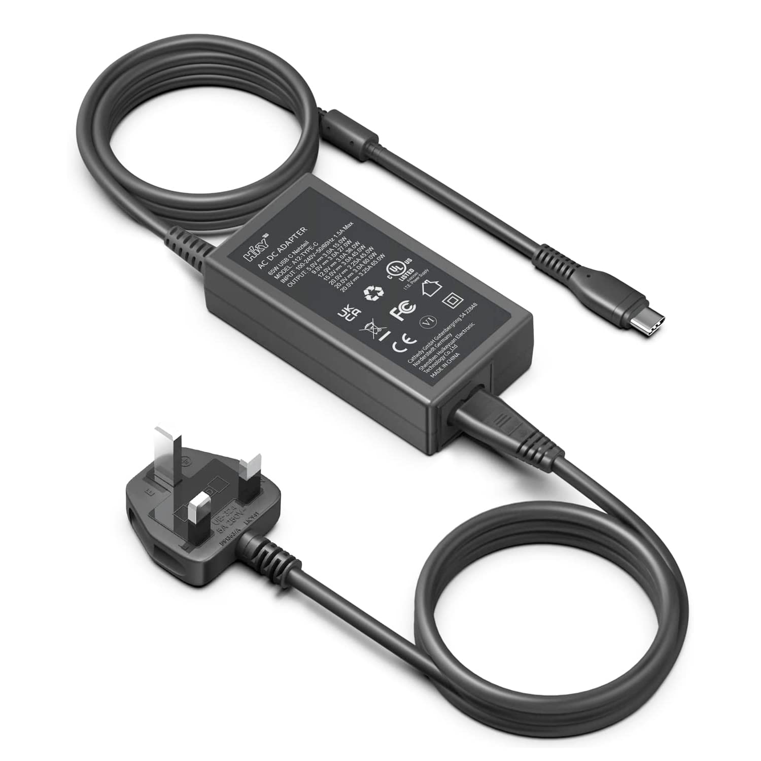 HKY 65W Battery Charger USB C Power Adapter for DJI Specta Flip/Mini 4 Pro/Air 3/ 3S/Mavic 3/Avata 2/Mini 4K/Neo Drone, Osmo Pocket 3/2, Action 3/4/5 Pro, RC/RC2/N1/N2/N3/RC Pro/RC Pro Plus Controller