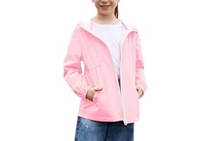 MODAFANS Girls Boys Rain Jacket Lightweight Waterproof Hooded RainCoats Windbreaker for Outdoor 4-13year
