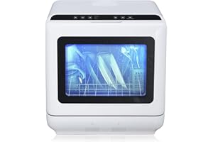 ACONEE Countertop Dishwasher, Portable Dishwashers with 4.5L Built-in Water Tank, 5 Washing Programs & Air-Drying Function, 360° Dual Spray Arm, Mini Dishwasher Dish Washer for Apartments RVs, White