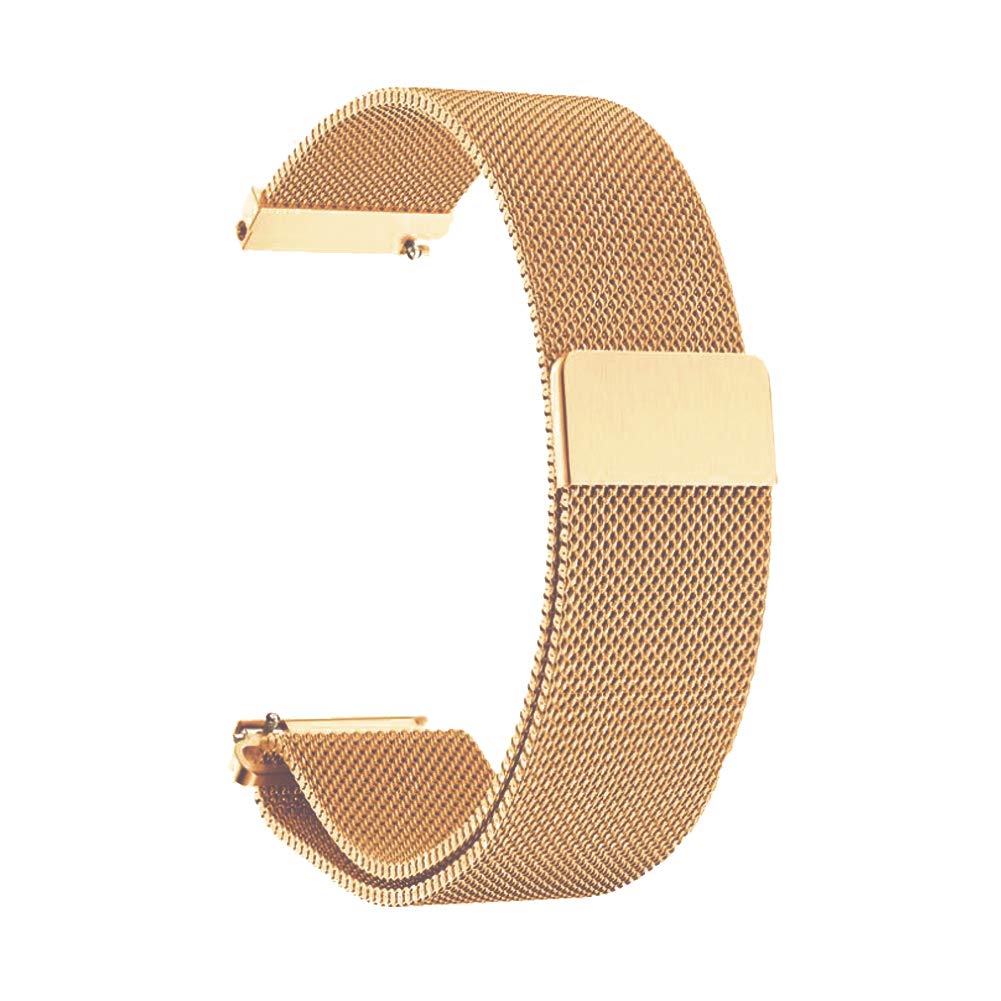 BaiJ Quick Release Watch Strap, Mesh Woven Metal Watch Band with Stainless Steel Buckle and Adjustable Magnetic Clasp for Men and Women, 18mm Gold
