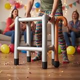 B&S Trendz Inflatable Zimmer Frame and Walking Stick Set view 2