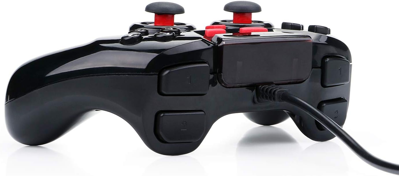 Redragon G806 Gamepad, PC Game Controller, Joystick with Dual Vibration, Seymur, for Windows PC, PS3, Playstation, Android, Xbox 360 (Black-Red, Wired): Computers & Accessories