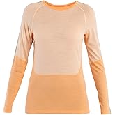 Icebreaker Merino 200 Senebula Women’s Shirts, Long Sleeve Crew, 100% Pure Merino Wool Base Layer - Thermal Shirt for Cold Weather, Feld/Sun, X-Small