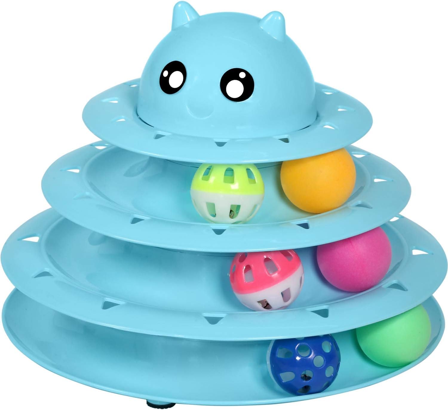 Cats Toys Ball Tower Cat Fun 3Level Tower Ball & Track Indoor Cats Pet