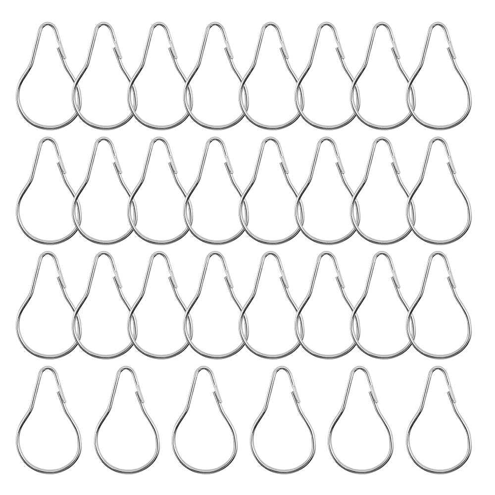 UMCHU 30 Pcs Metal Curtain Rings, Shower Curtain Rings, Curtain Rail Hanging Rings，for Bathroom, Shower Curtain Rod, Telescopic Rod Hanger, Shower Curtain Rail (Silver)
