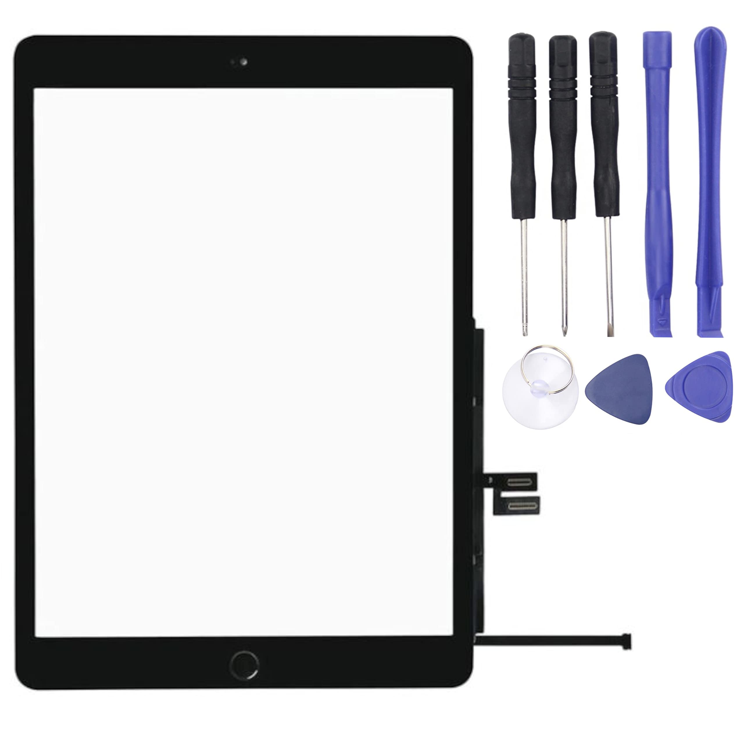 For iPad 7/8 7th Gen 2019 8th Gen 2020 Touch Screen Digitizer Replacement 10.2" A2197 A2198 A2200 A2270 A2428 A2429 A2430 Front Glass With Home Button & Tool Kit (Black)