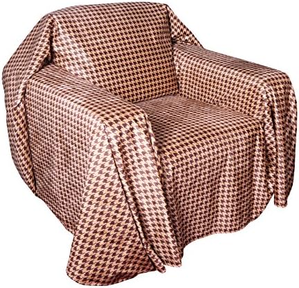 Floppy Ears Design Simple Faux Suede Couch Cover Protector (Small 1 Cushion Chair, Chocolate and Tan Houndstooth Print)