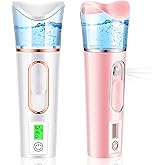 2 Pieces Handy Nano Mist Sprayer with Skin Analyzer Moisture Tester Portable Nano Facial Mister Face Steamer Atomization Mini Eyelash Extensions USB Rechargeable Moisturizing & Hydration for Skin Care