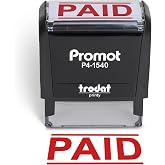 Promot Paid Self Inking Rubber Stamp - Refillable Office Stamp (Red) | Crisp &amp; Consistent Impressions, Fast One-Hand Operation, Refillable Ink System, Durable Construction