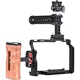 Andoer Camera Rig Stabilizer Aluminum Alloy for Sony A7IV/ A7III/ A7II/ A7R III/ A7R II/ A7S II -Includes Mini Monitor Mount, Camera Cage, Top Handle, and Wooden Grip