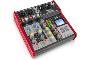 PYLE Studio Audio Sound Mixer Board - 4 Channel Bluetooth Compatible Professional Portable Digital DJ Mixing Console with USB Mixer Audio Interface - Mixing Boards For Studio Recording - PMXU48BT
