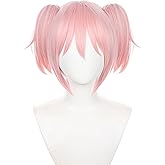 Soyusunny Short Double Ponytails Cosplay Wig Costume Halloween Wigs for Women (Pink)
