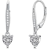 WTYIM Moissanite Leverback Earrings for Women 18K White Gold Plated 925 Sterling Silver 1-2CT Moissanite Dangle Earrings Simulated Diamond D Color Moissanite Drop Earrings Birthday Wedding Anniversary Christmas Gifts for Her Wife