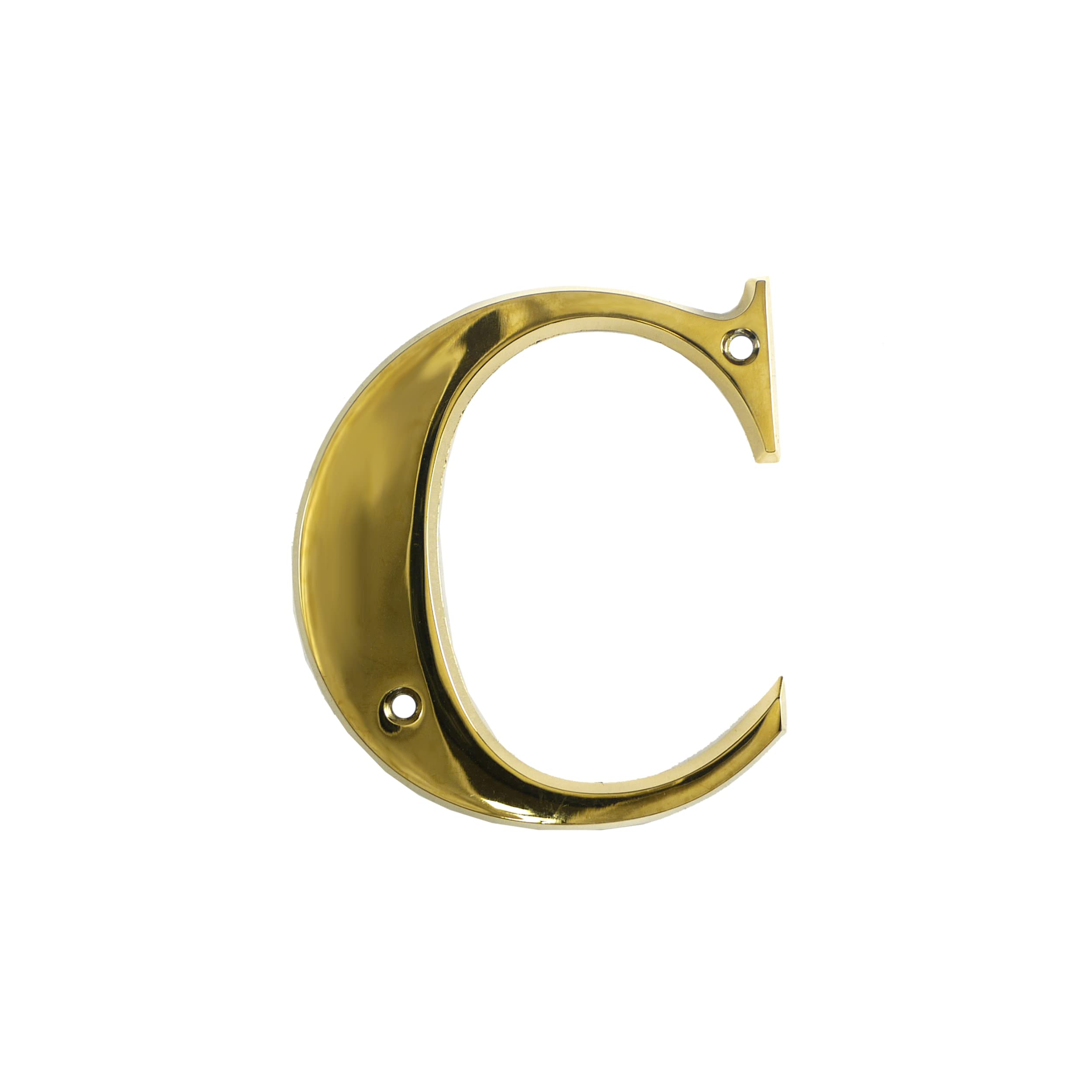 UAP House Numbers - 3 Inch Door Numbers Signature Screw Fix Bevelled Edge For Front Door, Address Number Screw On For Doors And Gates, Letter Times Roman Font (Letter C, PVD Gold)