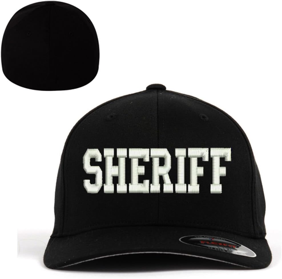 Military Law Enforcement Sheriff Flexfit Baseball Cap Hat Black