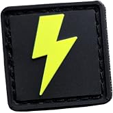 Tiny Lightning Bolt PVC Patch &ndash; Black Tactical EDC Morale Patch for Backpacks, Gear &amp; Vests &ndash; Hook Backing