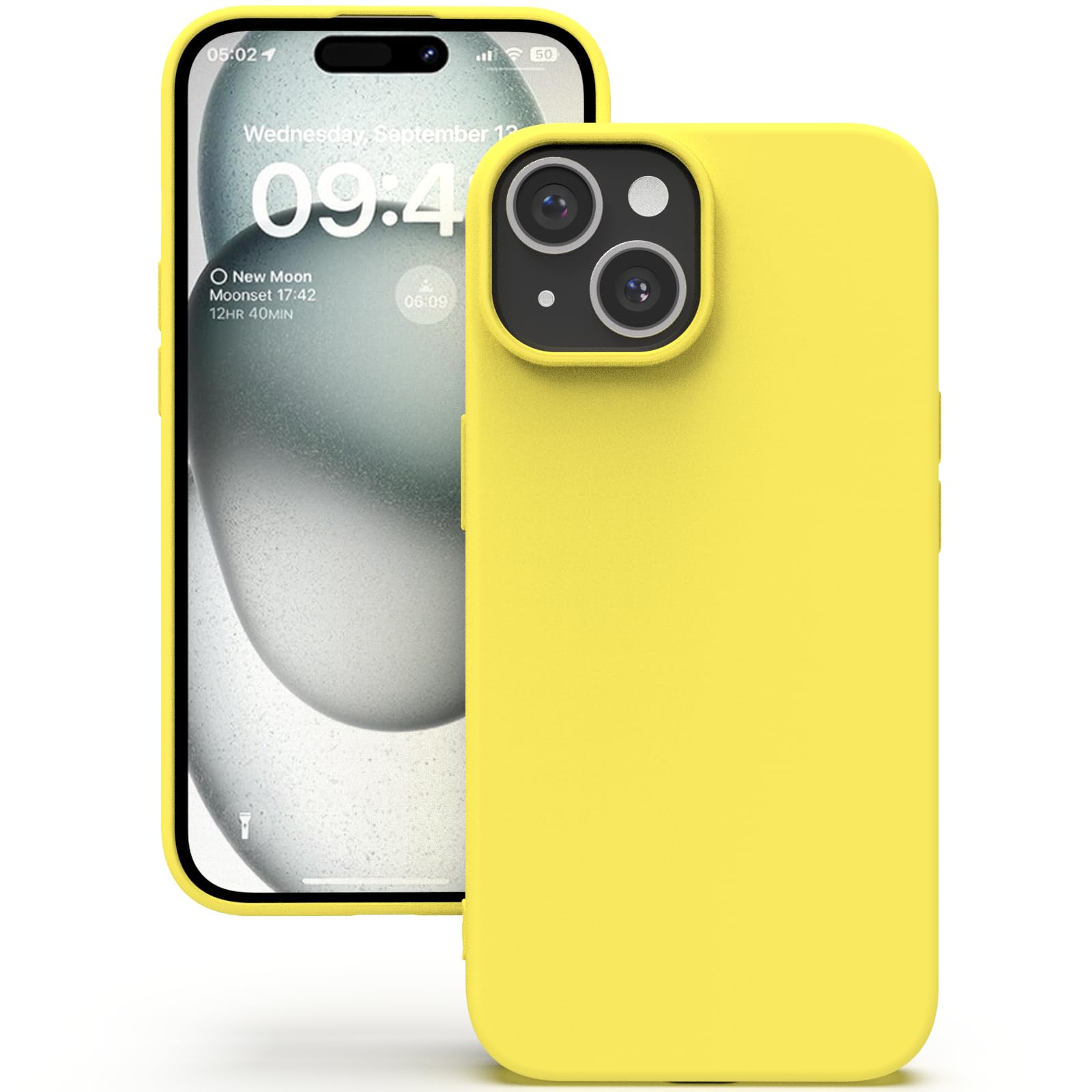 YATWIN Silicone Case for iPhone 15, Soft-Touch, Shockproof, DustProof, Antiskid Full Body Armour Phone Cover for Apple iPhone 15 - Yellow