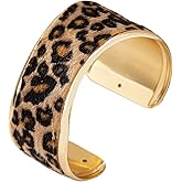 COLORFUL BLING Metal Punk Leopard Print Bangle Bracelet for Women Wide Chunky Gold Stackable Wrapped Open Cuff Bracelets Wristband Statement Jewelry-Style 6